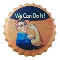 Eazy Wagon - Art Home Bar Wall Decor | Metal Bottle Caps Wall Sign Plates for Retro &amp; Vintage Scratch Look Gifts | Cafe Decoration Plate - 14 x 14 inches (WE CAN DO IT)