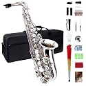 Eb Alto Saxophone - Beginner &amp; Student Model, Professional Quality - Silver Finish