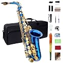 Eb Blue Alto Saxophone for Beginners and Students - Beginner Alto Saxophone