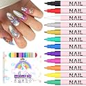 EBANKU Nail Polish Pens Set 12 Colors 0.7MM Nail Art Pen Quick-Drying