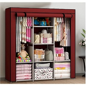 ebee 62 layer fancy collapsible closetcabinet maroon fabric