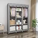 Ebee 6+2 Layer Fancy Collapsible Closet/Cabinet -Grey - Fabric, 145 Cm, 37 Cm