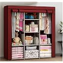 Ebee 6+2 Layer Fancy Collapsible Closet/Cabinet (Maroon) Fabric