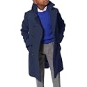 Ebifin Boys Notch Lapel Double Breasted Long Trench Coat Casual Classic Peacoat
