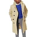 Ebifin Boys Notch Lapel Double Breasted Long Trench Coat Casual Classic Peacoat