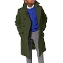 Ebifin Boys Notch Lapel Double Breasted Long Trench Coat Casual Classic Peacoat