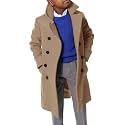 Ebifin Boys Notch Lapel Double Breasted Long Trench Coat Casual Classic Peacoat