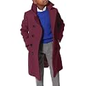 Ebifin Boys Notch Lapel Double Breasted Long Trench Coat Casual Classic Peacoat