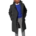 Ebifin Boys Notch Lapel Double Breasted Long Trench Coat Casual Classic Peacoat