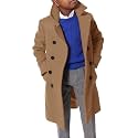 Ebifin Boys Notch Lapel Double Breasted Long Trench Coat Casual Classic Peacoat