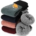 EBMORE 5 Pairs Women Merino Wool Boot Socks Warm Thermal Winter Thick Hiking Cozy Cabin Crew Comfy Socks for Ladies