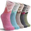 EBMORE 5 Pairs Womens Merino Wool Hiking Socks Thermal Warm Winter Boot Crew Cushion Work Gift Socks