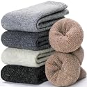 EBMORE Merino Wool Socks for Women Hiking Thermal Warm Winter Thick Boot Cozy Crew Comfy Work Socks for Ladies 5 Pairs