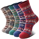 EBMORE Merino Wool Socks for Women Hiking Thermal Warm Winter Thick Boot Cozy Crew Comfy Work Socks for Ladies 5 Pairs