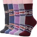 EBMORE Merino Wool Socks for Women Hiking Thermal Warm Winter Thick Boot Cozy Crew Comfy Work Socks for Ladies 5 Pairs