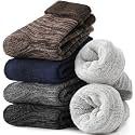 EBMORE Merino Wool Socks for Women Hiking Thermal Warm Winter Thick Boot Cozy Crew Comfy Work Socks for Ladies 5 Pairs