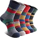 EBMORE Merino Wool Socks for Women Hiking Thermal Warm Winter Thick Boot Cozy Crew Comfy Work Socks for Ladies 5 Pairs
