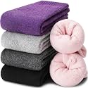 EBMORE Merino Wool Socks for Women Hiking Thermal Warm Winter Thick Boot Cozy Crew Comfy Work Socks for Ladies 5 Pairs