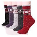 EBMORE Merino Wool Socks for Women Hiking Thermal Warm Winter Thick Boot Cozy Crew Comfy Work Socks for Ladies 5 Pairs