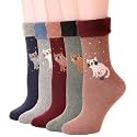 EBMORE Merino Wool Socks for Women Hiking Thermal Warm Winter Thick Boot Cozy Crew Comfy Work Socks for Ladies 5 Pairs