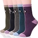 EBMORE Merino Wool Socks for Women Hiking Thermal Warm Winter Thick Boot Cozy Crew Comfy Work Socks for Ladies 5 Pairs