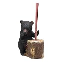 Ebros Rustic Cabin Lodge Decor Whimsical Forest Wildlife Animal Stinky Potion Toilet Brush and Tree Stump Base Holder Bathroom Gift 2 Piece Set (Mountain Black Bear)