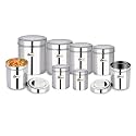 Ebun Stainless Steel Containers for Kitchen | Steel Storage Containers for Kitchen | Stainless Steel Container with Lid | Mirror Polish Steel Airtight Container | 200 Gms to 2 Kgs Capacity | Set of 8