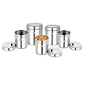 Ebun Stainless Steel Containers for Kitchen | Steel Storage Containers for Kitchen | Stainless Steel Container with Lid | Mirror Polish Steel Airtight Container | 750 Gms to 2 Kgs Capacity | Pack of 5