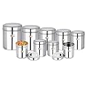Ebun Stainless Steel Containers for Kitchen | Steel Storage Containers for Kitchen | Stainless Steel Container with Lid | Mirror Polish Steel Airtight Container | 750 Gms to 5 Kgs Capacity | Set of 9