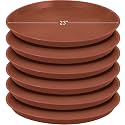 Eccliy 6 Pack Plastic Plant Saucer, Round, 23 Inch, Terracotta