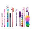 ECLET 10 Pcs Fancy Pen Combo Set for Kids, Cute Unicorn Gel Pens, Glitter & Cartoon Writing Stationery Gift for Girls, Boys Return Gift