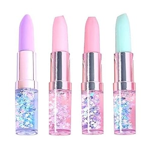 eclet 4 pcs lipstick pen set for girls cute lipstick shape fancy writing pens for school office diary journaling return gift amp stationery use - jk