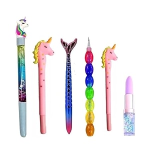 eclet 6pcs unicorn stationery item combo pack best pack of unicorn pen and pencil for kids birthday and return gift