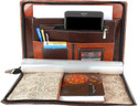 Eclet B4 Size Document File Folder Certificates Holder with 20 Leafs,(Brown) Pu Leatherette Material Professional Waterproof Chain File Office File
