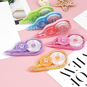 eclet correction tape - pack of 2 pcs correction tape 12 meter x 5 mm for journal correction pen whitener for correction stationary items correction pen tape any 2 random color sent f 2 12m