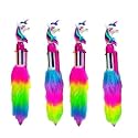 ECLET Unicorn Feather Pens for Kids | 6 Color Ink | Pack of 4 | Cute Cartoon Writing Ball Pen (Multicolor) | Fun School Gift Stationery Set for Girls Kids 6PC xy