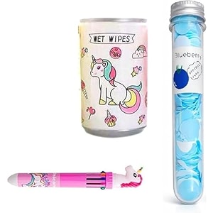 eclet unicorn water glitter gel pen set pack of 4 blue ink  cute designer glitter pens for kids amp students  smooth writing fancy pens  birthday gift set f