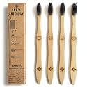 ECO'n FRIENDLY Bamboo Toothbrush for Adults | Charcoal Infused BPA-Free Bristles | Emoji for Easy Identification | Biodegradable Handle | Pack of (4)