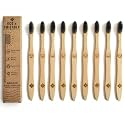 ECO'n FRIENDLY Bamboo Toothbrush for Adults | Charcoal Infused BPA-Free Bristles | Emoji for Easy Identification | Biodegradable Handle | Pack of (9)