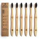 ECO'n FRIENDLY Bamboo Toothbrush for Adults | Charcoal Infused BPA-Free Bristles | Emoji for Easy Identification | Biodegradable Handle | Pack of (6)
