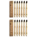 ECO'n FRIENDLY Bamboo Toothbrush for Adults | Charcoal Infused BPA-Free Bristles | Wooden Toothbrush | Biodegradable Handle | Pack of (12)