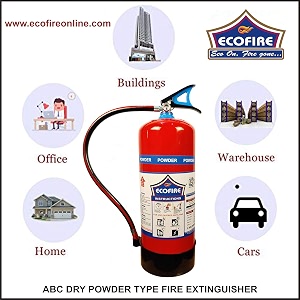 eco fire abc powder type 9 kg fire extinguisher red-isi mark bisce amp iso certified with wall mount hook amp user manual multipurpose use for home kitchen office school shop amp industry pack of 6