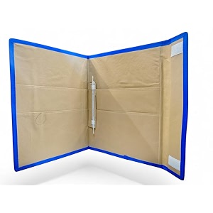 eco-friendly jute file folder  handcrafted document folder with button closure  reusable office amp conference file holder bifold jute blue