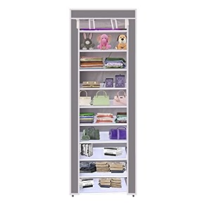 collapsible portable foldable wardrobe storage shelves organizer for clothes racks fabric almirah and shoe rack non rustable iron 4 layer blue