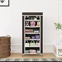 Collapsible Portable Foldable Wardrobe Storage Shelves Organizer for Clothes Racks Fabric Almirah and Shoe Rack Non Rustable Iron (6 Layer, Brown)