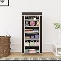 Collapsible Portable Foldable Wardrobe Storage Shelves Organizer for Clothes Racks Fabric Almirah and Shoe Rack Non Rustable Iron (6 Layer, Brown)