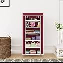 Collapsible Portable Foldable Wardrobe Storage Shelves Organizer for Clothes Racks Fabric Almirah and Shoe Rack Non Rustable Iron (6 Layer, Brown)