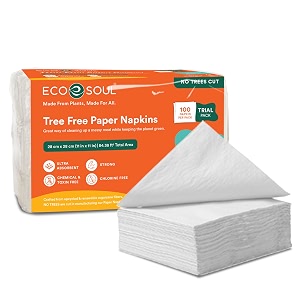 eco soul premium 1 ply dinner napkin - 100 count pack  eco-friendly disposable tissue biodegradable hand napkin