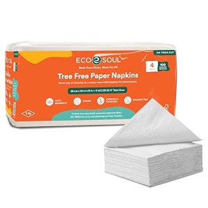 eco soul 1 ply 400 count premium paper dinner napkin  pack of 4 100 pulls per pack  eco friendly disposable tissue paper biodegradable everyday hand paper dinner napkin