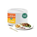 Eco Soul Biodegradable Disposable Tableware Set|Eco-Friendly &amp; Perfect For Weddings,Birthdays &amp; Parties|Includes 9 Inch [23 Cm] 3 Compartment Round Plate,160 Mm Birchwood Spoon [50 Each] - Solid,White